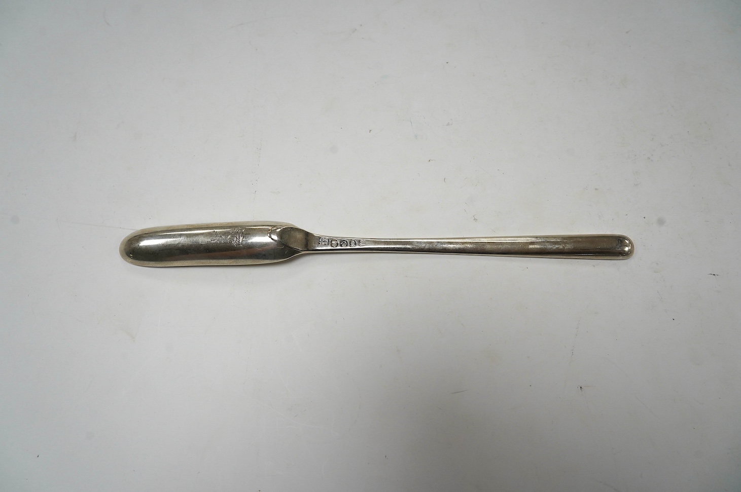 A George III silver marrow scoop, by Peter, Ann & William Bateman, 22.2cm, 51 grams. Condition - fair